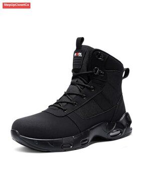 Steel Toe Work Boots Side Zipper Synthetic Leather Non Slip Ankle Women